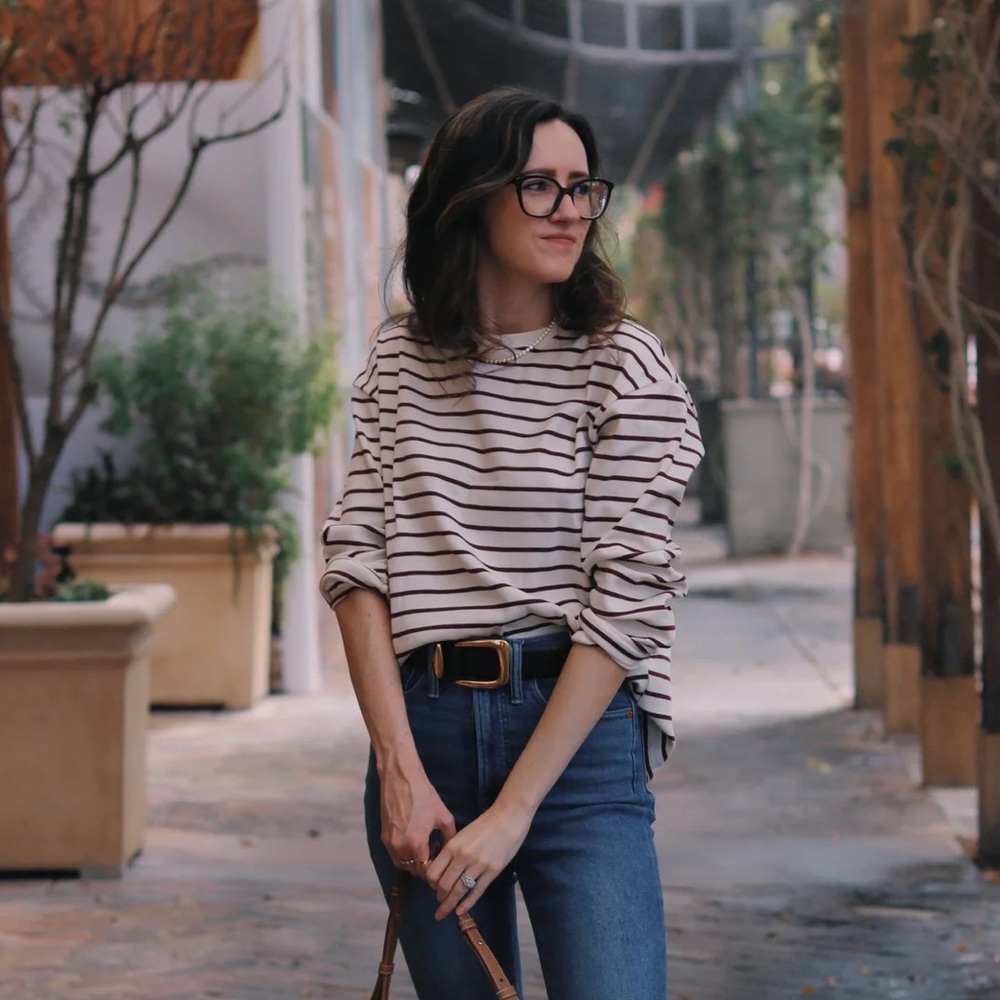 Striped Cream and Burgundy T-Shirt